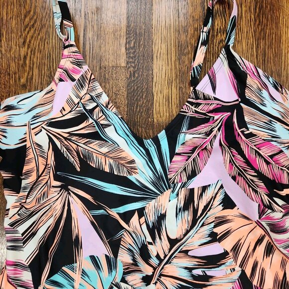 💥5 for $25! Decree Swimsuit Womens One Piece Floral Tropical 1X Vacation - Picture 11 of 15